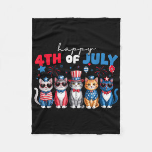 Funny Cats Proud Happy 4th Of July Shirt For Men W Fleece Blanket