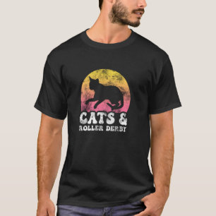 Funny Cats & Roller Derby Vintage Retro Hobby T-Shirt