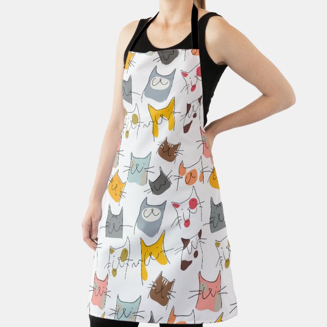 funny cats seamless pattern apron (Insitu)