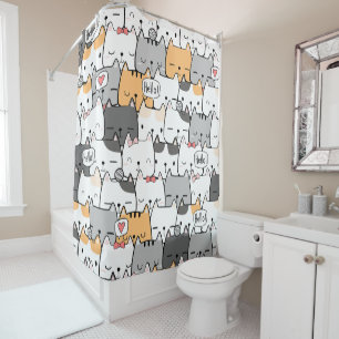 funny cats seamless pattern shower curtain