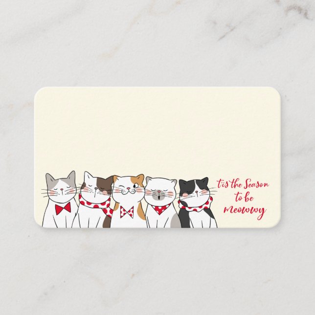 Funny Cats Season To Be Merry Holiday Place Card (Front)