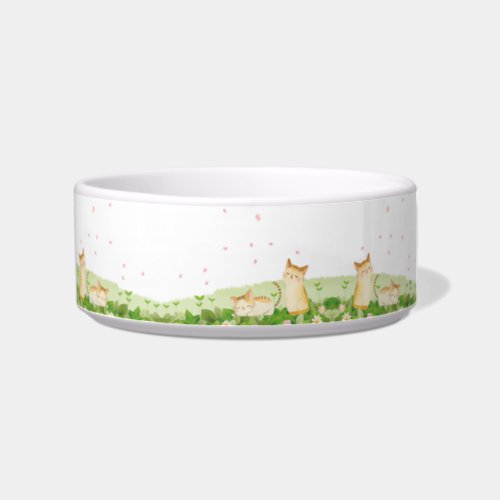 Funny Cats Singing under Cherry Blossoms Bowl