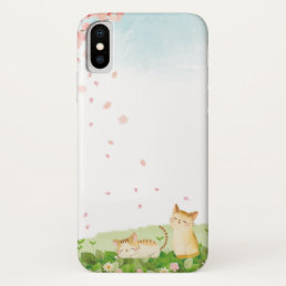 Funny Cats Singing under Cherry Blossoms iPhone XS Case