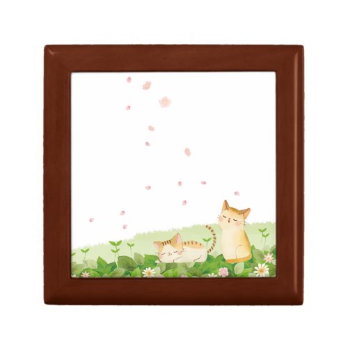 Funny Cats Singing under Cherry Blossoms Gift Box