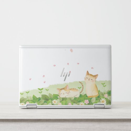 Funny Cats Singing under Cherry Blossoms HP Laptop Skin