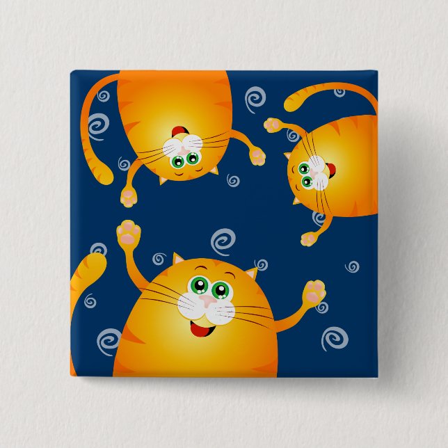 Funny cats, square magnet button (Front)