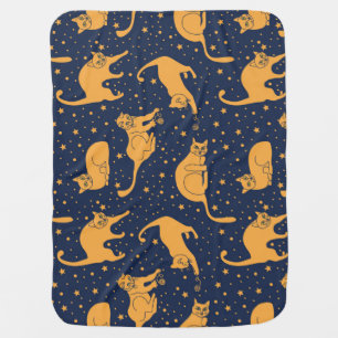 Funny cats, stars, space pattern. baby blanket