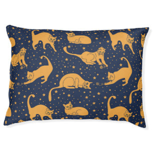 Funny cats, stars, space pattern. pet bed