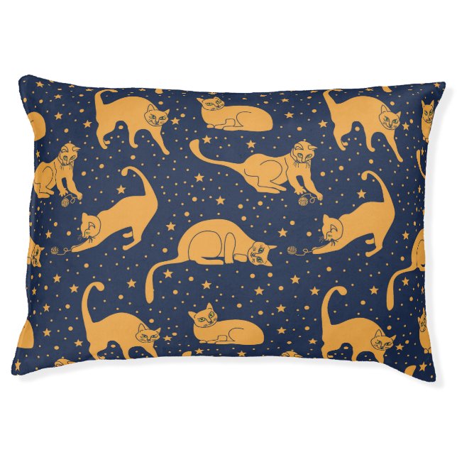 Funny cats, stars, space pattern. pet bed (Front)