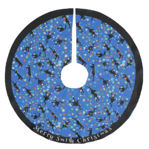 Funny Cats Tangled in Christmas Lights Custom Brushed Polyester Tree Skirt