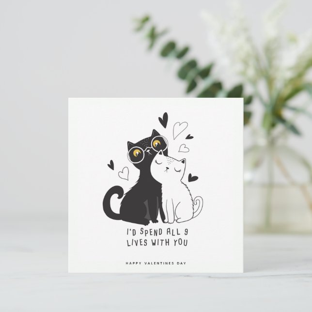 Funny Cats Valentines Day Greeting Card (Standing Front)