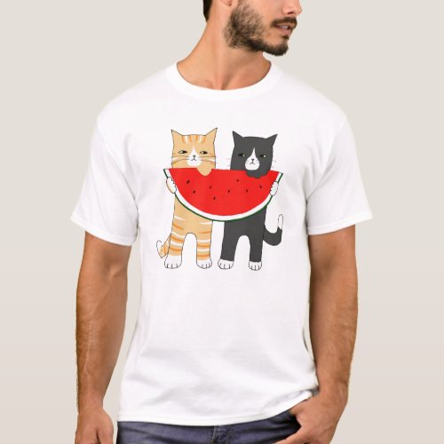 Funny Cats Watermelon Hipster Animal Graphic Tee
