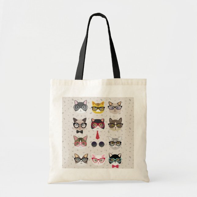 Funny Cats with Glasses Budget Tote Bag (Front)