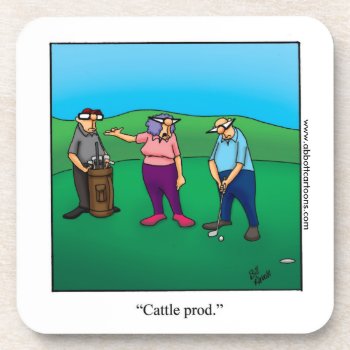 Funny "cattle Prod" Golf Humor Coaster Gift Golfer by Spectickles at Zazzle
