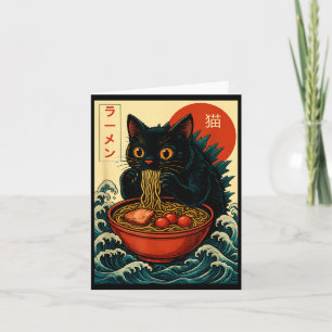 Funny Catzilla Anime Ramen Japanese Cat Men Women  Card