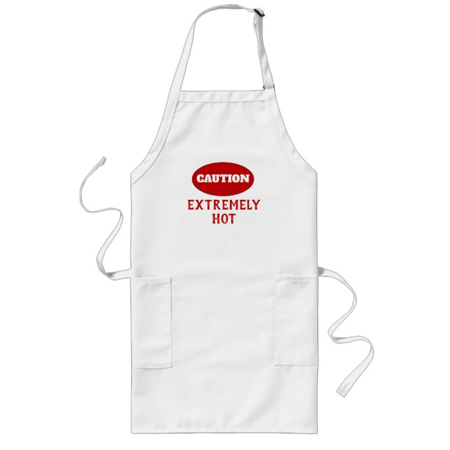 Funny Caution Extremely Hot Long Apron (Front)