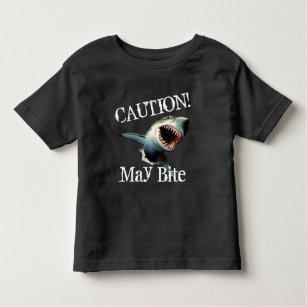 Funny "Caution! May Bite" with Scary Shark Toddler T-shirt