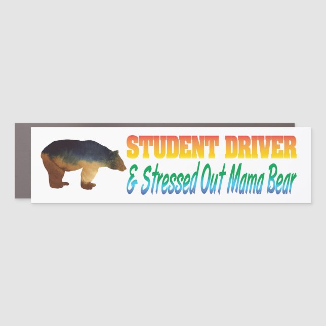 Funny Caution Safety Mama Bear Student Driver Car Car Magnet (Front)