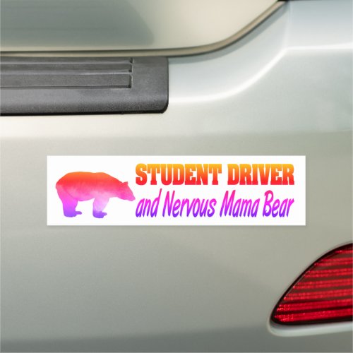 Funny Caution Safety Mama Bear Student Driver Car Magnet