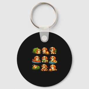 Funny cavalier camping cute dog hiking camper keychain