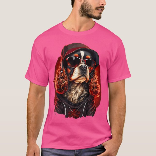 Funny Cavalier King Charles Spaniel Cute Rap Hip H T-Shirt (Front)