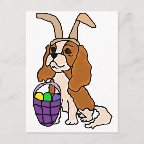 Funny Cavalier King Charles Spaniel Easter Art Holiday Postcard