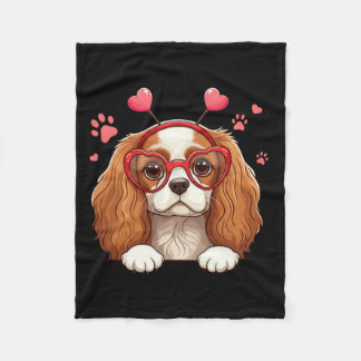 Funny Cavalier King Charles Spaniel Heart Headnd V Fleece Blanket