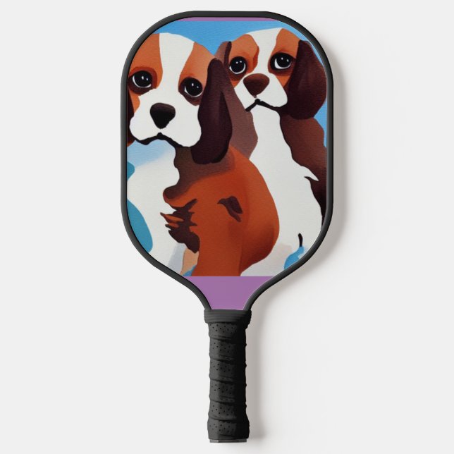 Funny Cavalier King Charles Spaniel Puppy Dogs Pickleball Paddle (Front)