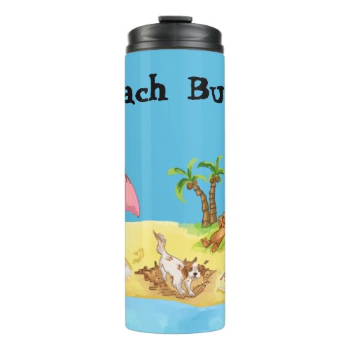 Funny Cavalier King Charles Spaniels at the Beach  Thermal Tumbler