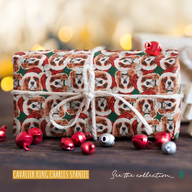 Funny Cavalier King Christmas Pattern Wrapping Paper (Creator Uploaded)