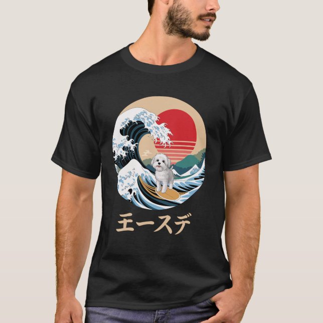 Funny Cavapoo Japanese Kanagawa Wave T-Shirt (Front)