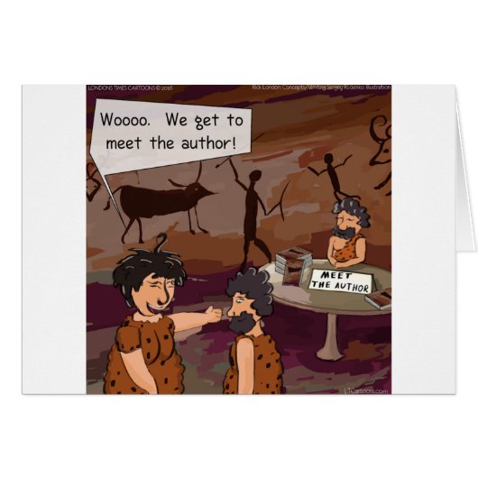 Funny Caveman Author "Meet The Author" Cards (Front Horizontal)