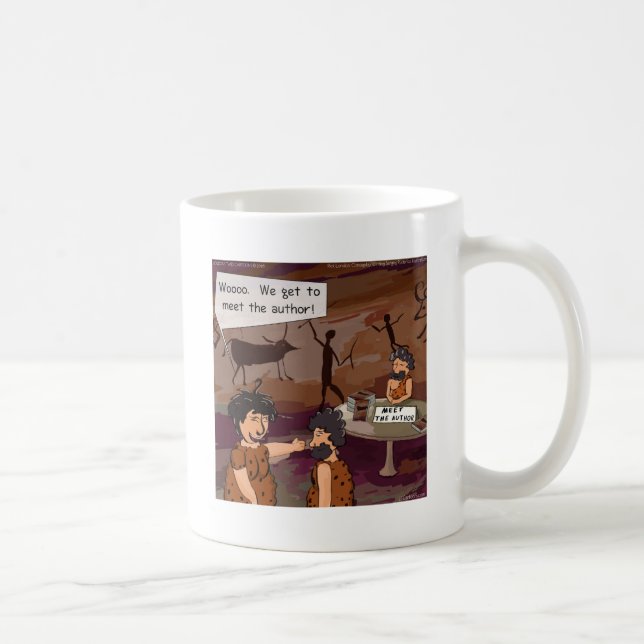 Funny Caveman Author "Meet The Author" Coffee Mug (Right)