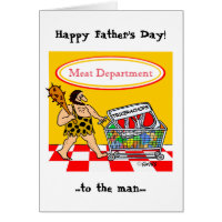 Funny Caveman Cartoon BBQ Meat Lover Fathers Day Card