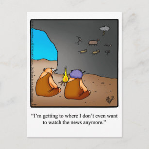 Funny Caveman News Humor Postcard