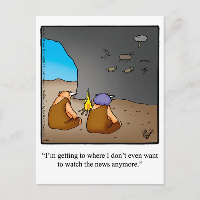 Funny Caveman News Humor Postcard | Zazzle