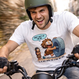Funny Caveman Wheel Stone Age Humor T-Shirt Tri-Blend Shirt