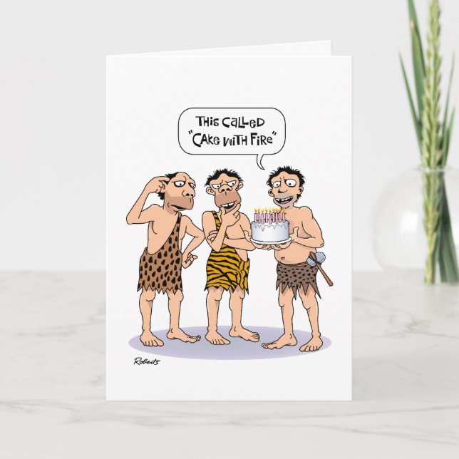 Funny Cavemen Birthday Card (Front)