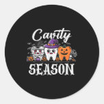 Funny Cavity Season Dentist Halloween Costume Dent Classic Round Sticker