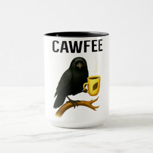 Funny Cawfee Mug for Bird Lovers   Novelty Crow Th
