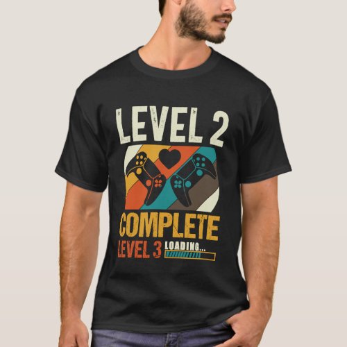 Funny Celebrate 2nd Wedding Vintage Retro Level 2 T-Shirt