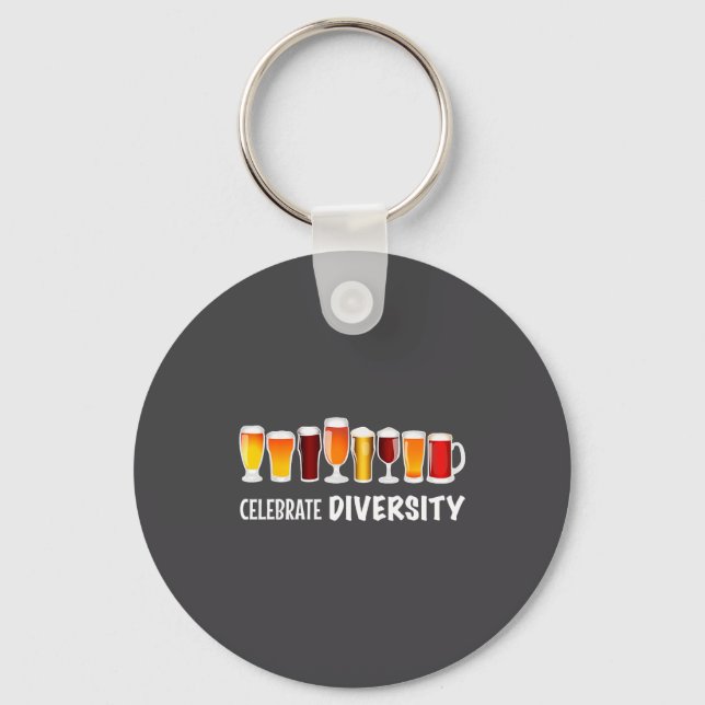 Funny Celebrate Diversity Beer Clothing For Him An Keychain (Front)