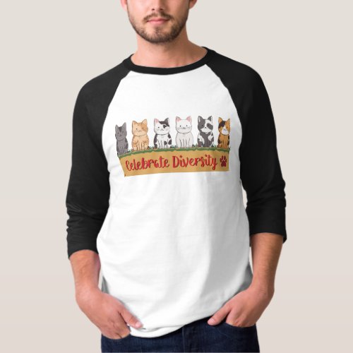Funny Celebrate Diversity Cat Lovers  T_Shirt