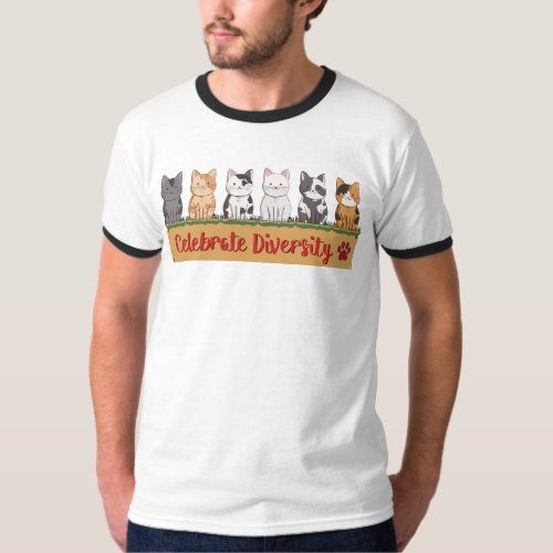 Funny Celebrate Diversity Cat Lovers T_Shirt