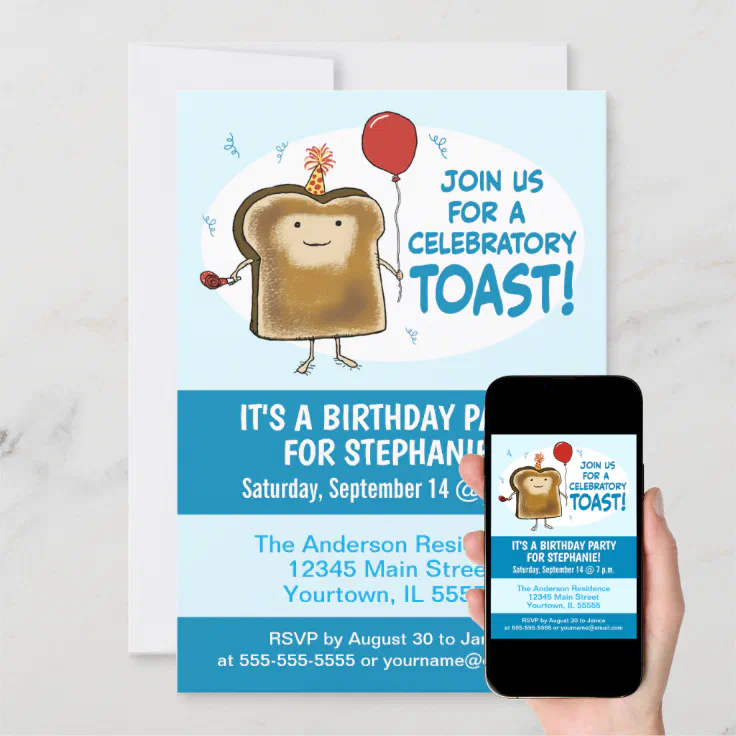 Funny Celebratory Toast Birthday Party Invitation | Zazzle