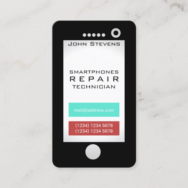 Funny cell phone faux look shape business card (Front)