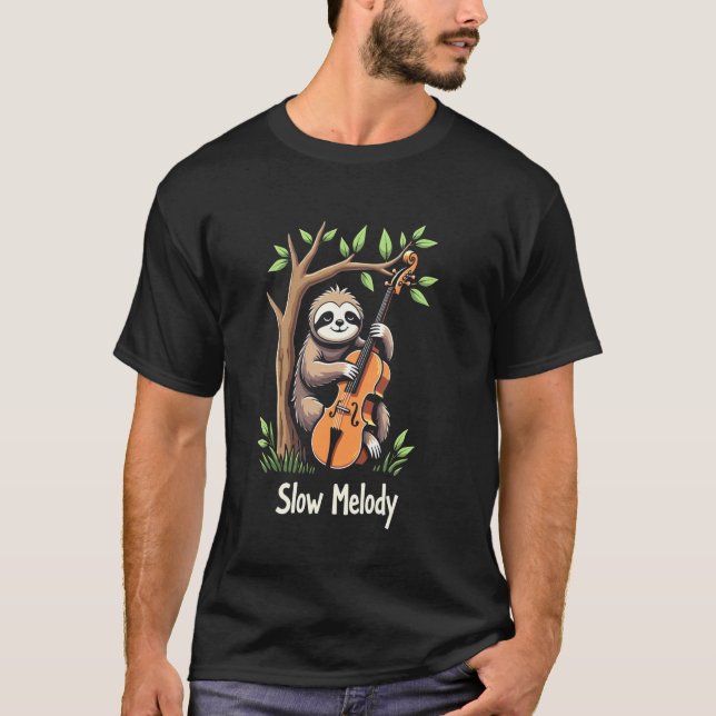 Funny Cellist Sloth Cello Player Classical Music S T-Shirt (Front)