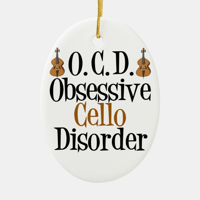Funny Cello Ceramic Ornament (Front)