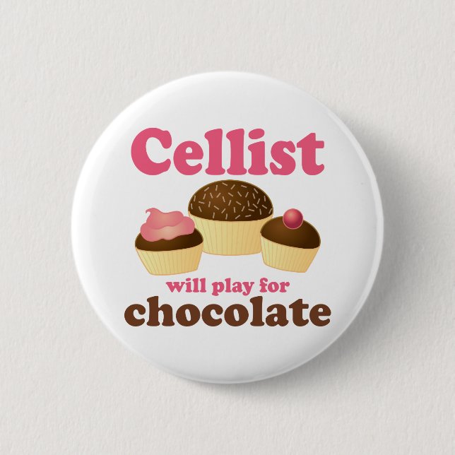Funny Cello Chocolate Design Button (Front)
