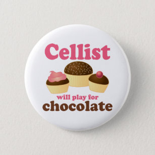 Funny Cello Chocolate Design Button